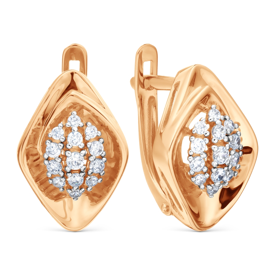 Cercei din aur roșu cu pietre Cubic Zirconia Incolor