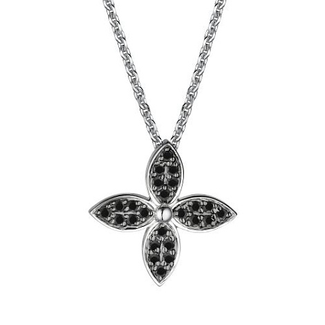 Colier din aur alb cu pietre Diamant negru