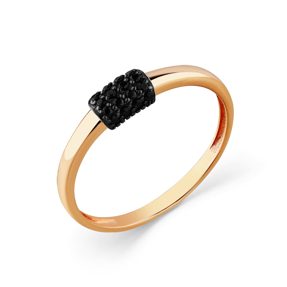 Inel din aur roșu cu pietre Cubic Zirconia Negru