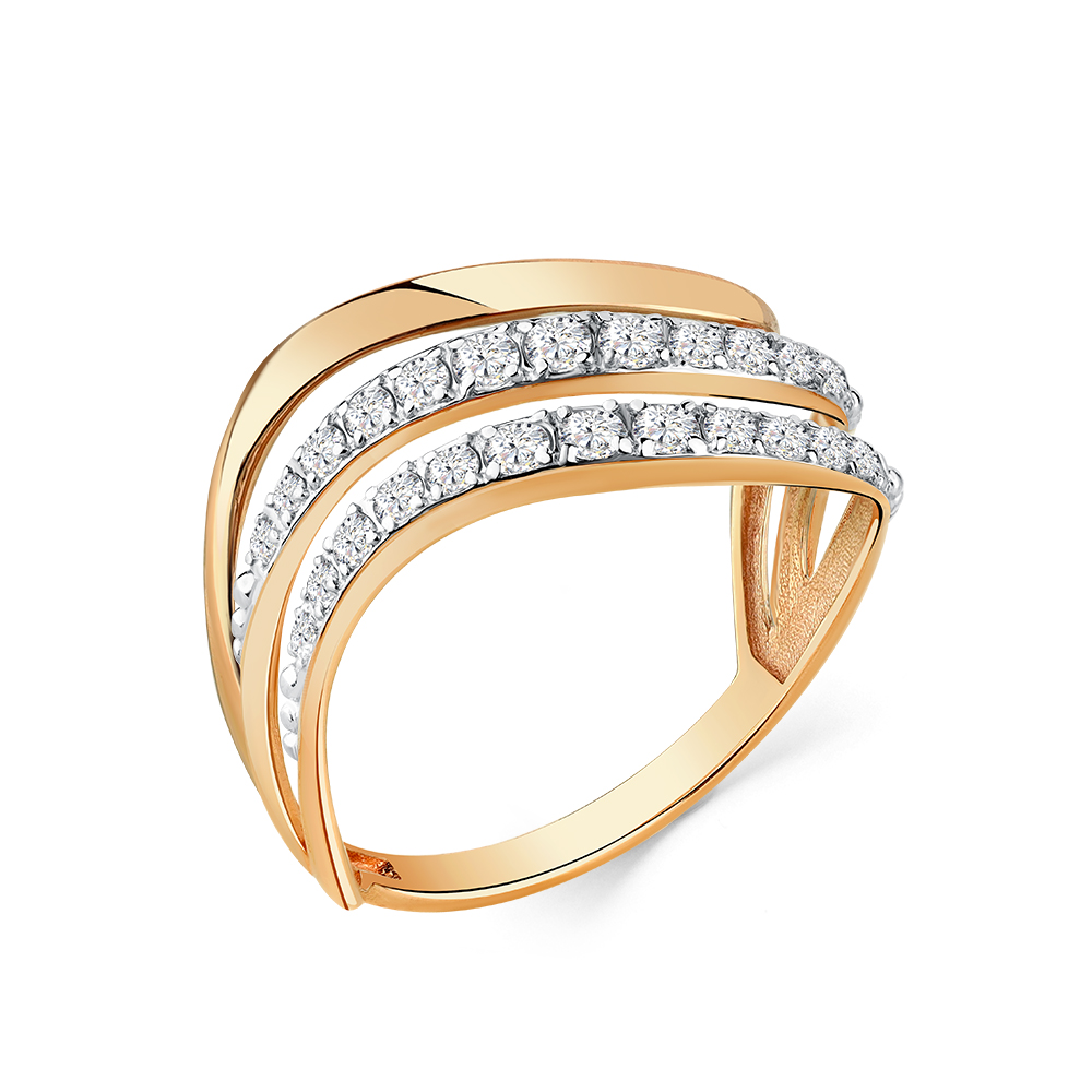Inel din aur roșu cu pietre Cubic Zirconia Incolor