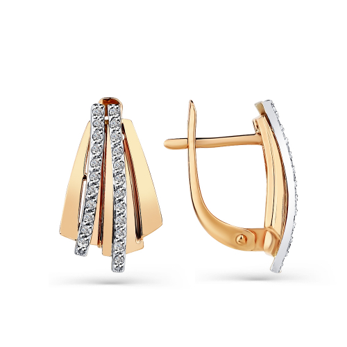 Cercei din aur roșu cu pietre Cubic zirconia