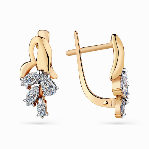 Cercei din aur roșu cu pietre Cubic zirconia