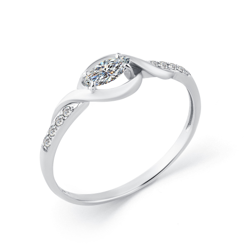 Inel din aur alb cu pietre Cubic Zirconia Incolor