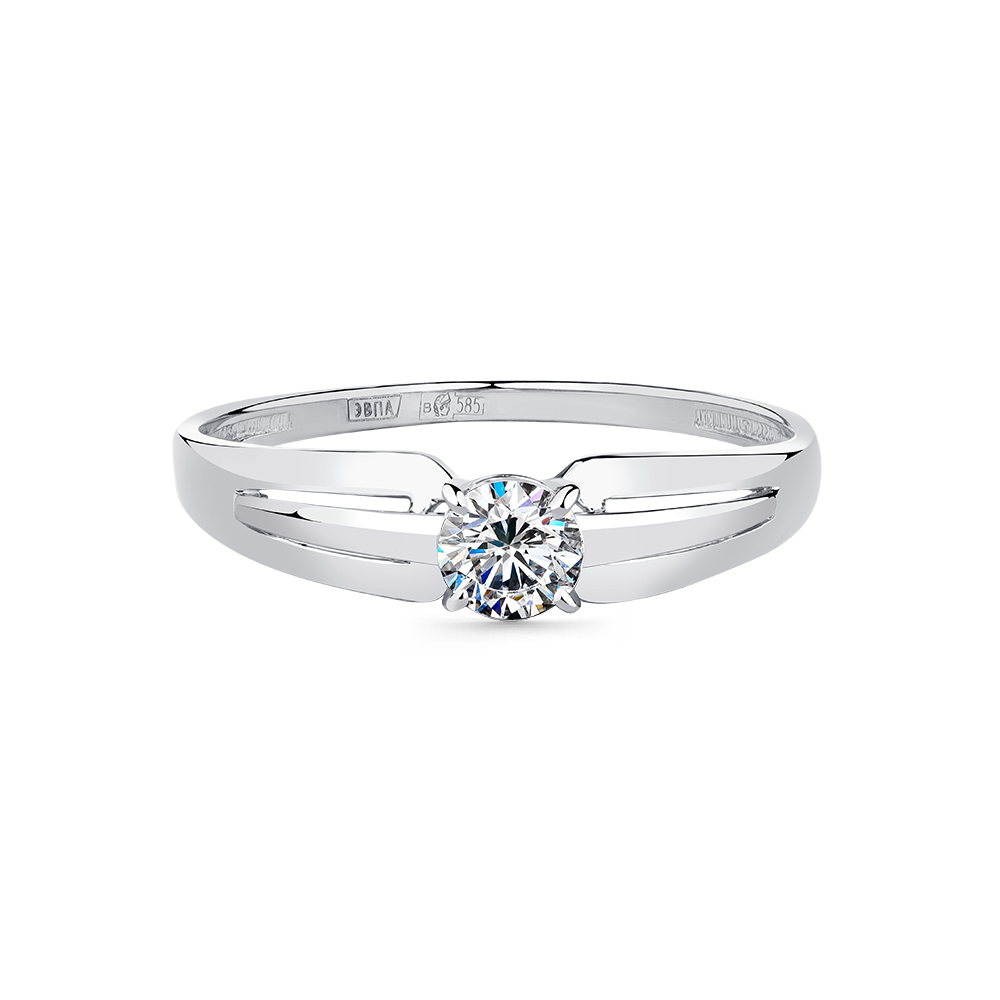Inel din aur alb cu pietre Cubic Zirconia Incolor