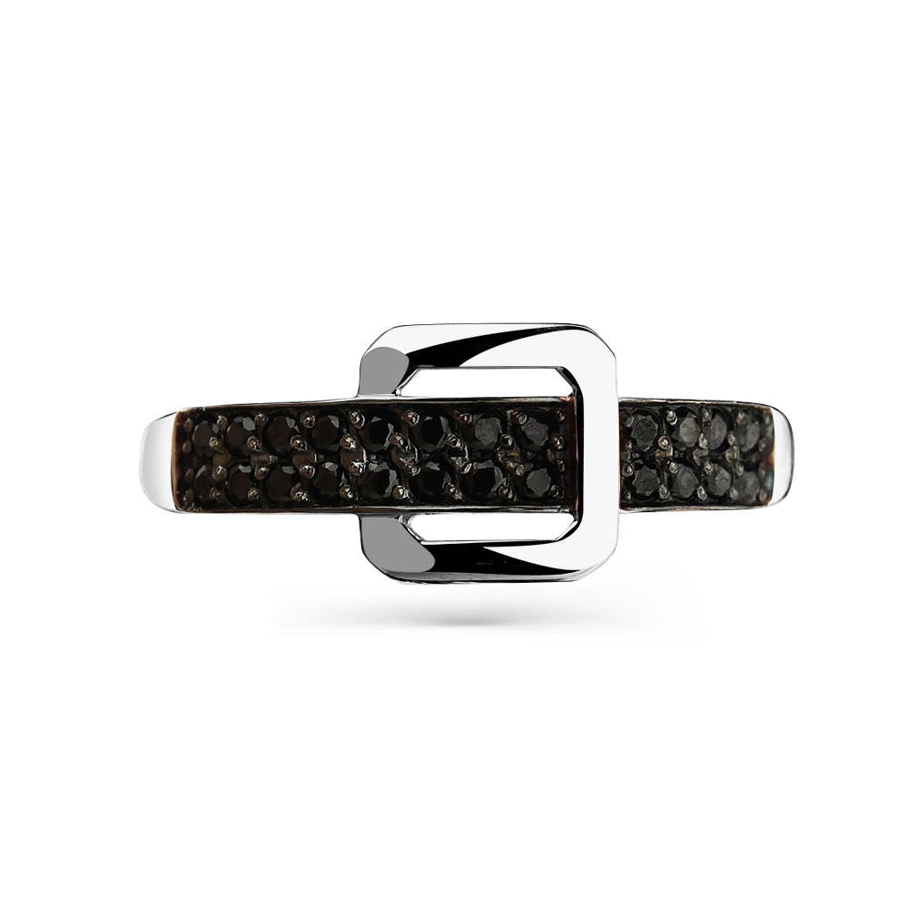 Inel din aur alb cu pietre Cubic Zirconia Negru