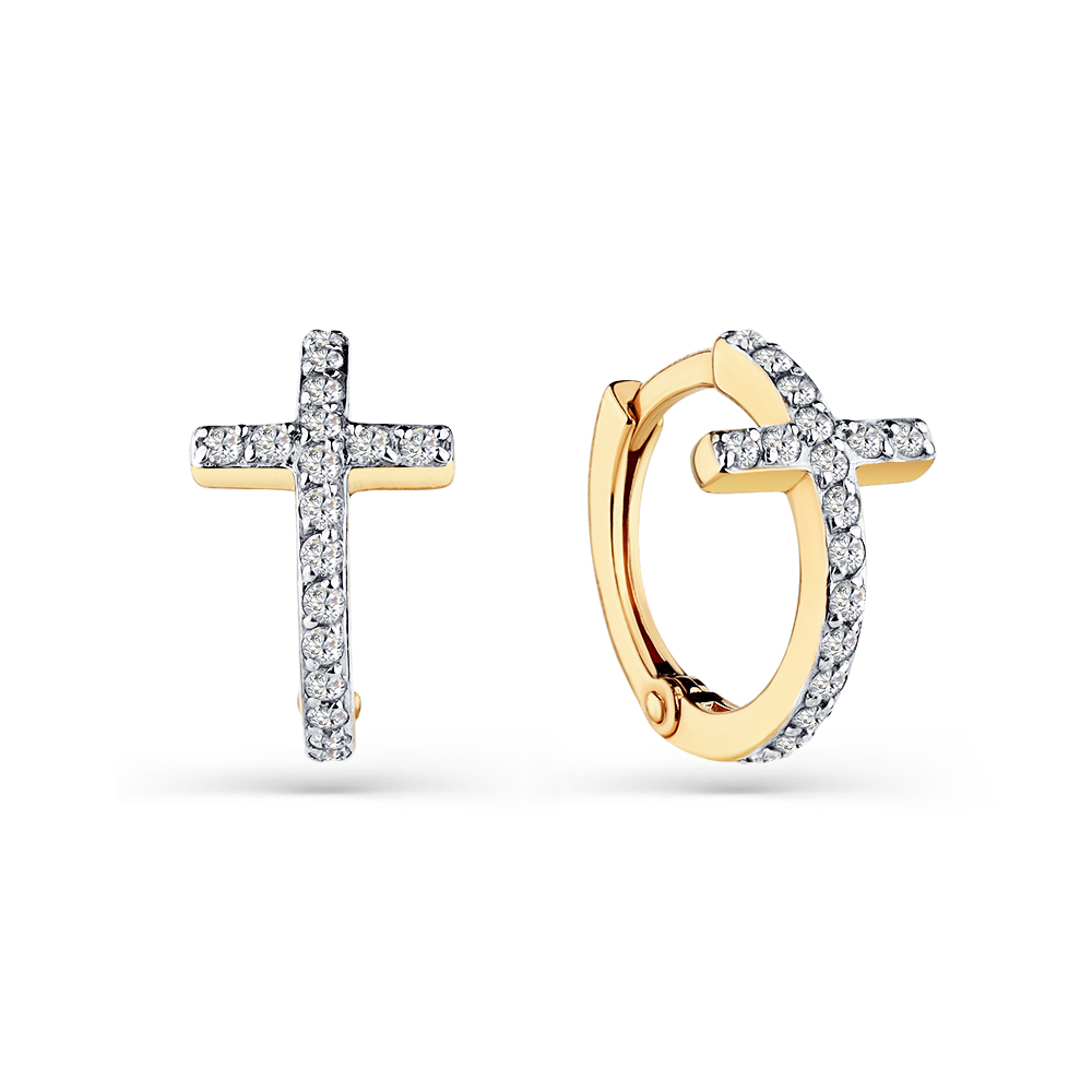 Cercei Creole din aur roșu cu pietre Cubic Zirconia Incolor