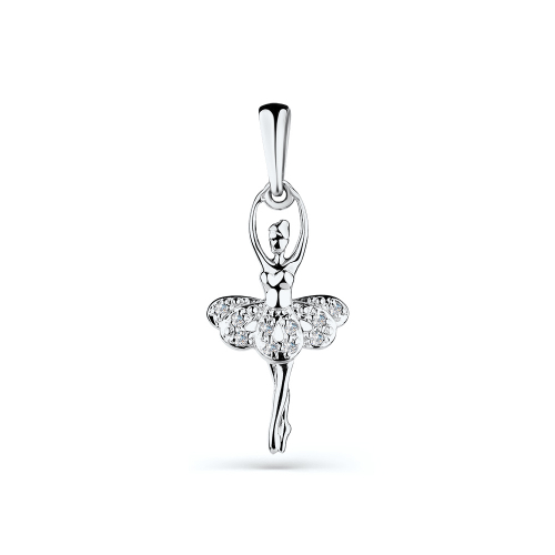 Pandantiv din aur alb cu pietre Cubic zirconia