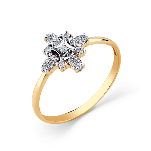 Inel din aur roșu cu pietre Cubic zirconia
