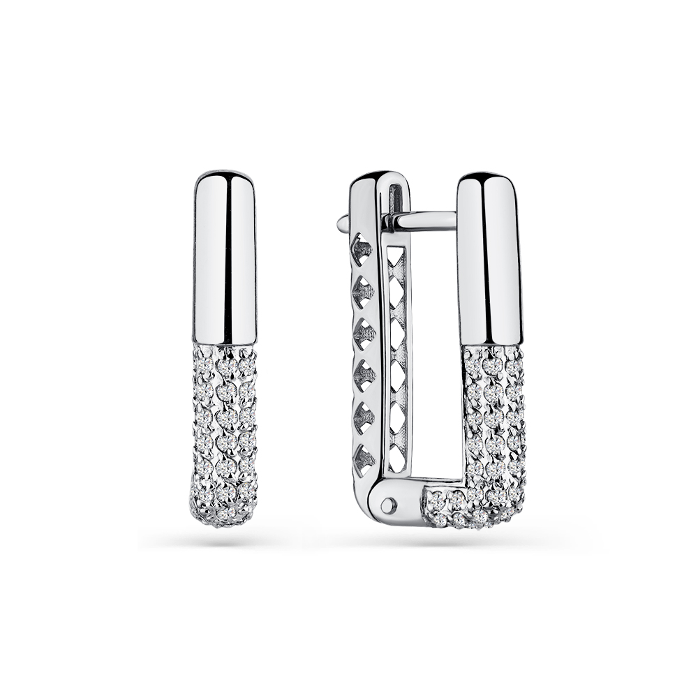 Cercei din aur alb cu pietre Cubic Zirconia Incolor