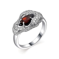Inel din argint  cu pietre Cubic Zirconia Incolor, Granat