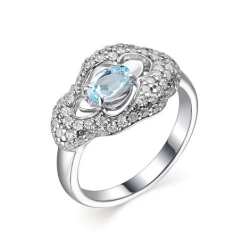 Inel din argint  cu pietre Cubic Zirconia Incolor, Topaz albastru