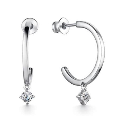 Cercei Pusete din argint  cu pietre Cubic Zirconia Incolor