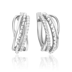 Cercei din aur alb cu pietre Cubic Zirconia Incolor