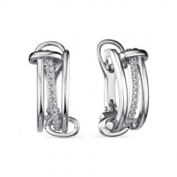 Cercei Pusete din argint  cu pietre Cubic Zirconia Incolor