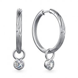 Cercei Creole din argint  cu pietre Cubic Zirconia Incolor