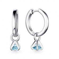 Cercei Suspendați din argint  cu pietre Cubic Zirconia Albastru