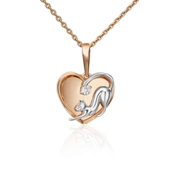 Pandantiv din aur roz cu pietre Cubic Zirconia Incolor