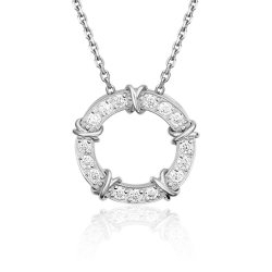 Pandantiv din aur alb cu pietre Cubic Zirconia Incolor