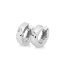 Cercei Creole din aur alb cu pietre Diamant