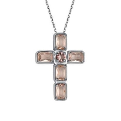 Colier din argint  cu pietre Cristal Morganit, Morganit