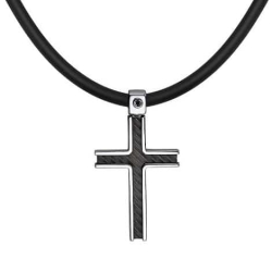 Colier din argint  cu pietre Diamant negru, Cauciuc