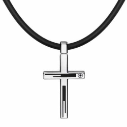 Colier din argint  cu pietre Diamant negru, Finift și Cauciuc