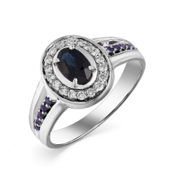 Inel din aur alb cu pietre Diamant, Safir