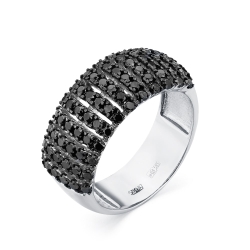 Inel din aur alb cu pietre Diamant negru
