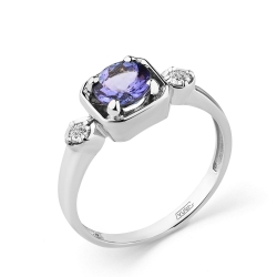 Inel din aur alb cu pietre Diamant, Tanzanit