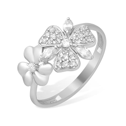 Inel din argint  cu pietre Cubic Zirconia Incolor, Cubic Zirconia Liliachiu și Cubic Zirconia Roz