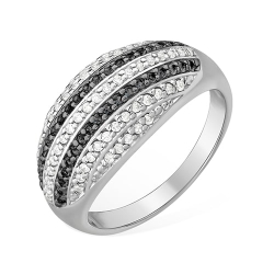 Inel din argint  cu pietre Cubic Zirconia Incolor, Cubic Zirconia Negru