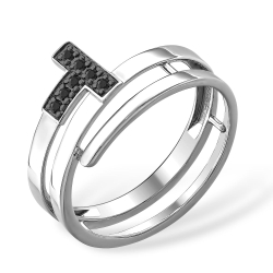 Inel din argint  cu pietre Cubic Zirconia Negru