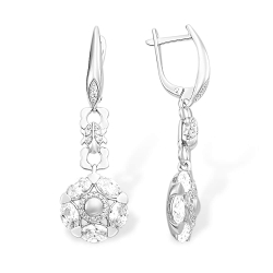 Cercei Suspendați din argint  cu pietre Cubic Zirconia Incolor
