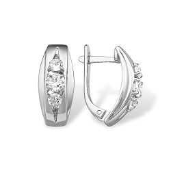 Cercei din argint  cu pietre Cubic Zirconia Incolor