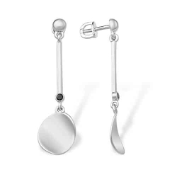 Cercei Pusete din argint  cu pietre Cubic Zirconia Negru