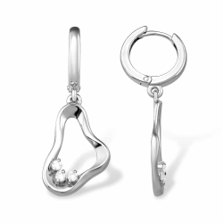 Cercei Creole din argint  cu pietre Cubic Zirconia Incolor