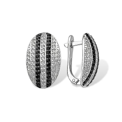 Cercei din argint  cu pietre Cubic Zirconia Incolor, Cubic Zirconia Negru
