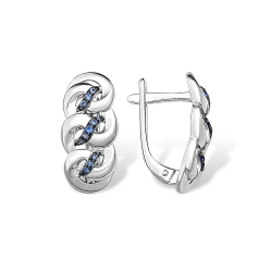Cercei din argint  cu pietre Cubic Zirconia Albastru Safir