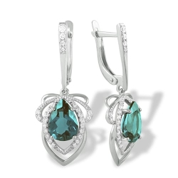Cercei Suspendați din argint  cu pietre Cubic Zirconia Incolor, Topaz London