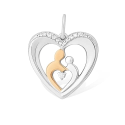 Pandantiv din argint placat cu aur  cu pietre Cubic Zirconia Incolor