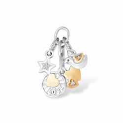 Pandantiv din argint placat cu aur  cu pietre Cubic Zirconia Incolor