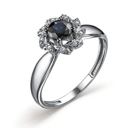 Inel din aur alb cu pietre Diamant, Safir