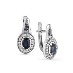 Cercei din aur alb cu pietre Diamant, Safir