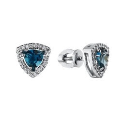 Cercei Pusete din aur alb cu pietre Diamant, Topaz London