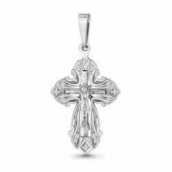 Cruce din aur alb cu pietre Cubic Zirconia Incolor