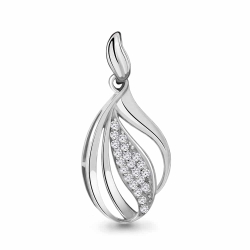 Pandantiv din aur alb cu pietre Cubic Zirconia Incolor