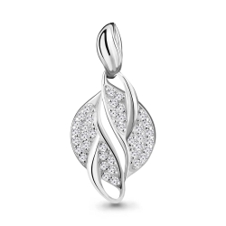 Pandantiv din aur alb cu pietre Cubic Zirconia Incolor