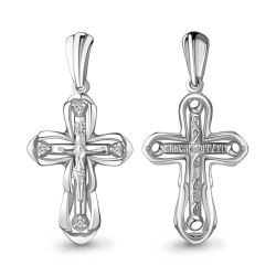 Cruce din aur alb cu pietre Cubic Zirconia Incolor