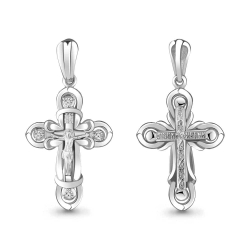 Cruce din aur alb cu pietre Cubic Zirconia Incolor