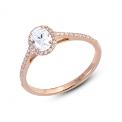 Inel din aur roz cu pietre Diamant